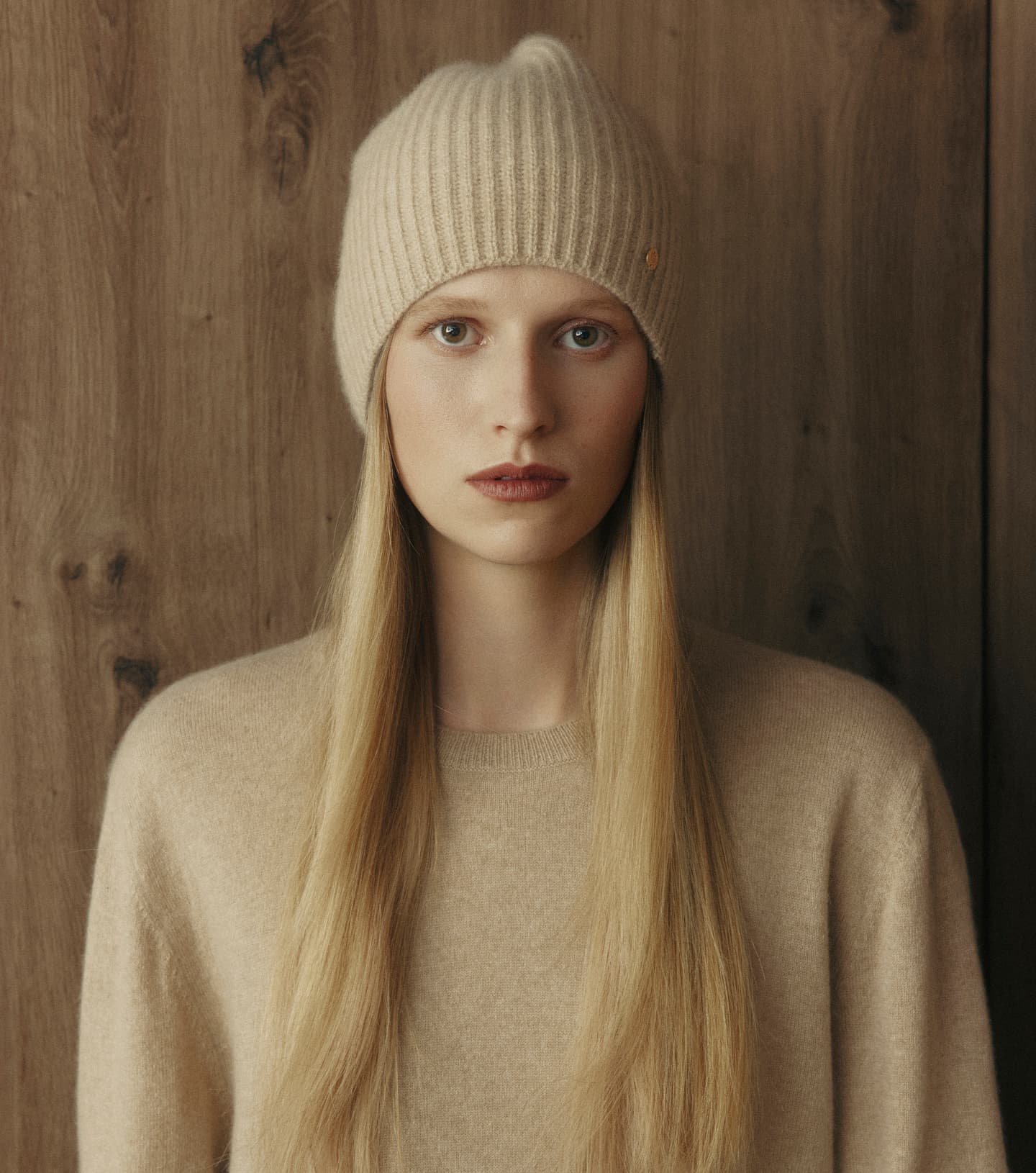 Baby Cashmere Beanie - Camel Melange