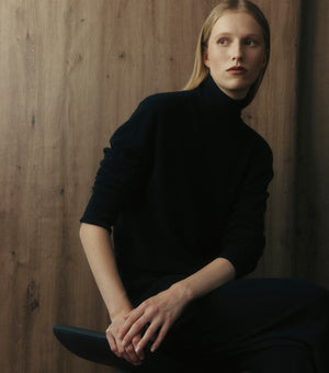 Baby Cashmere Mock Neck Sweater - Black