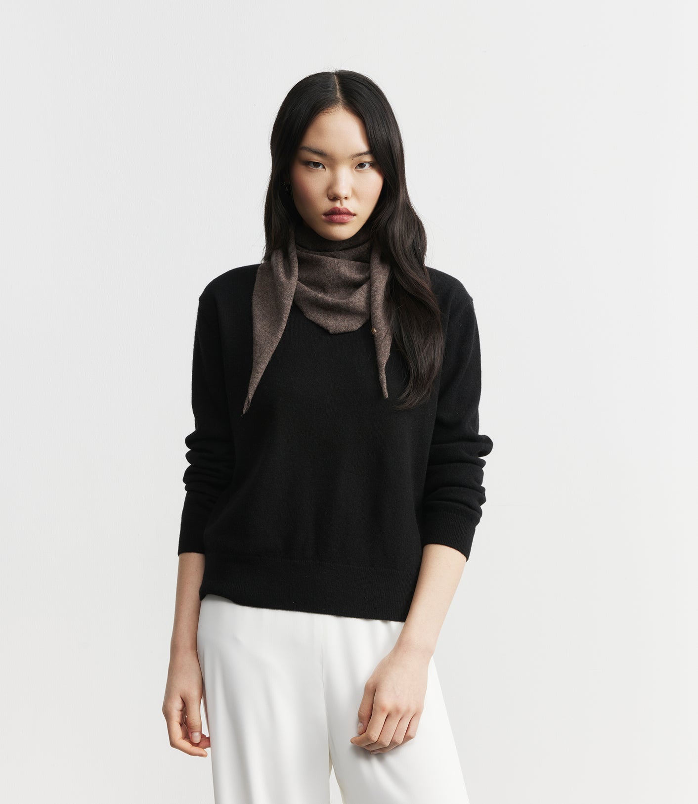 Cashmere Triangle Scarf - Brown Melange