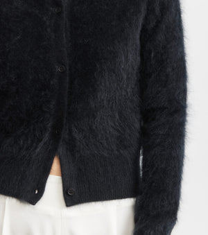 Brushed Cashmere Crew Cardigan - Black