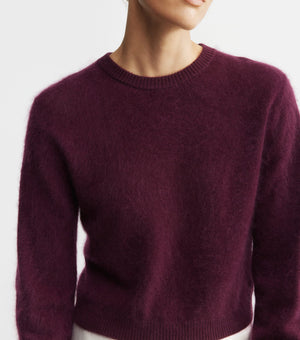 Brushed Cashmere Crew Sweater - Burgundy