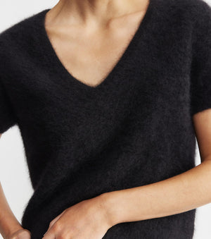 Brushed Cashmere V Tee - Black