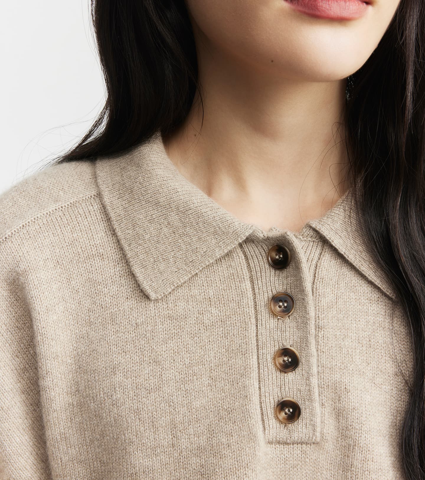 Cashmere Button Polo - Birch