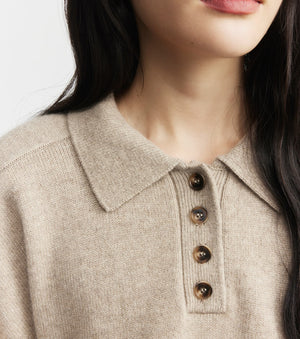 Cashmere Button Polo - Birch