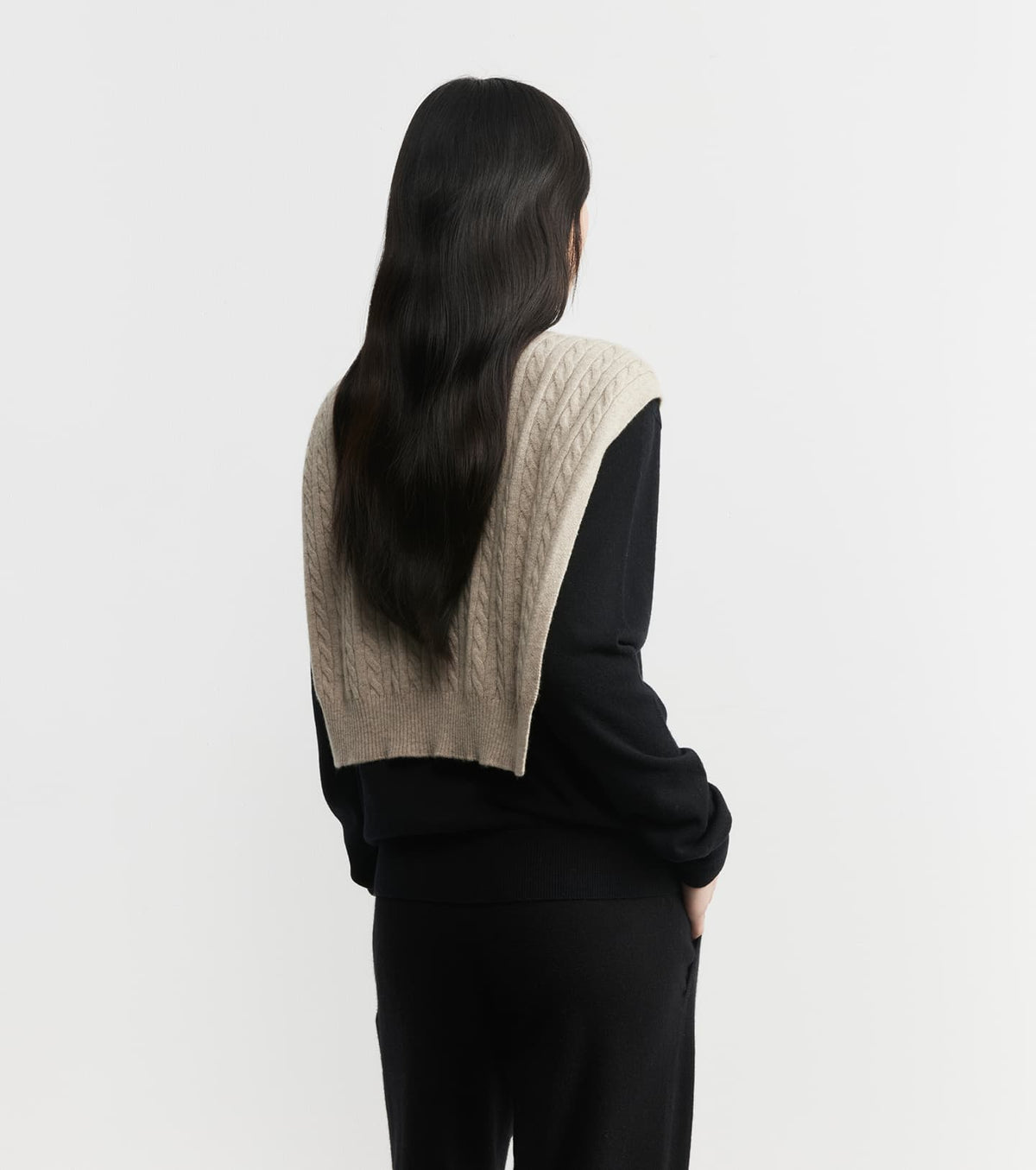 Cashmere Cable Sweater Scarf - Birch
