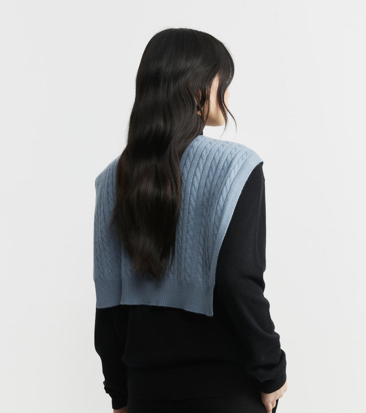 Cashmere Cable Sweater Scarf - Steel Blue