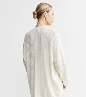 Relaxed Cashmere Cable Cardigan - Cream