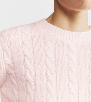 Cashmere Cable Crew - Powder Pink
