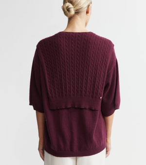 Cashmere Cable Sweater Scarf - Burgundy