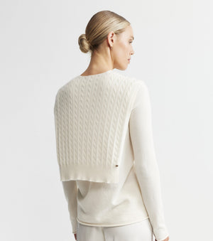 Cashmere Cable Sweater Scarf - Cream