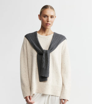 Cashmere Cable Sweater Scarf - Graphite