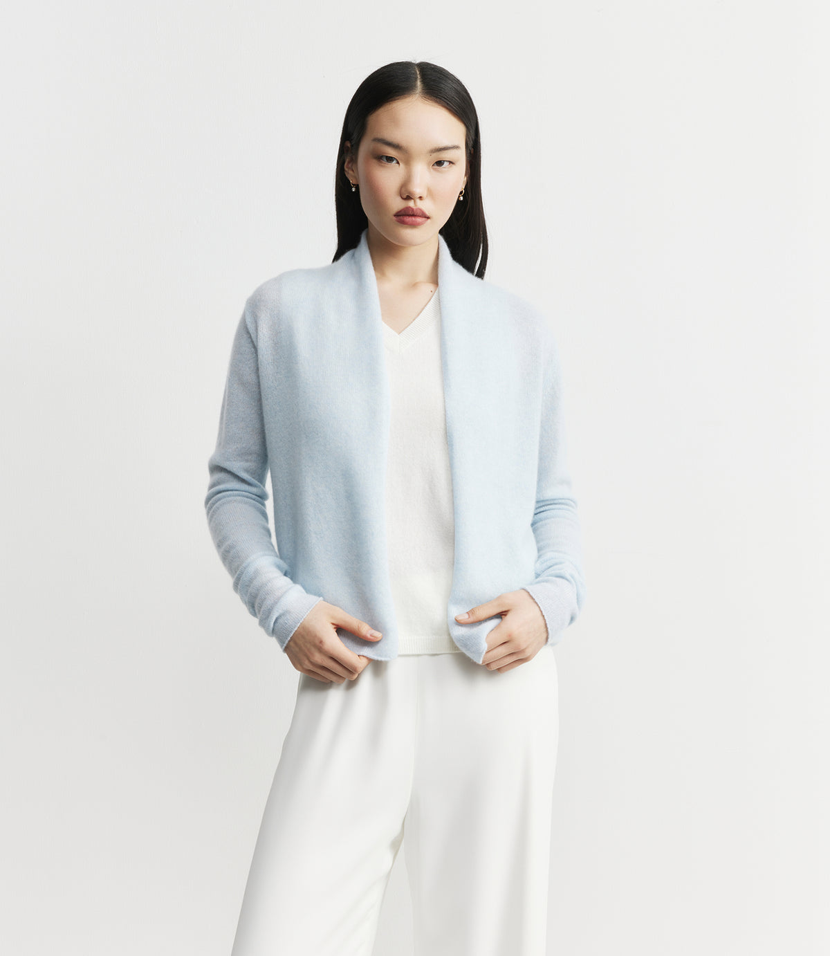 Featherweight Cashmere Cardigan - Sky Melange