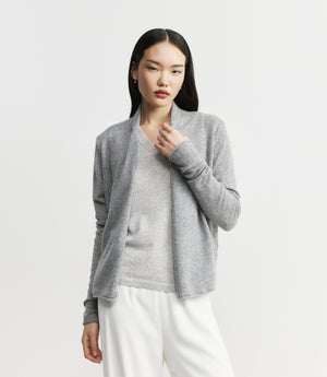 Featherweight Cashmere Cardigan - Dark Grey Melange