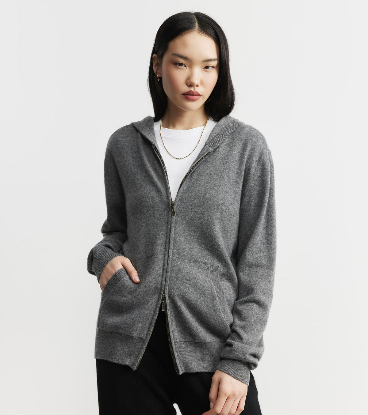Cashmere Zip Hoodie - Graphite