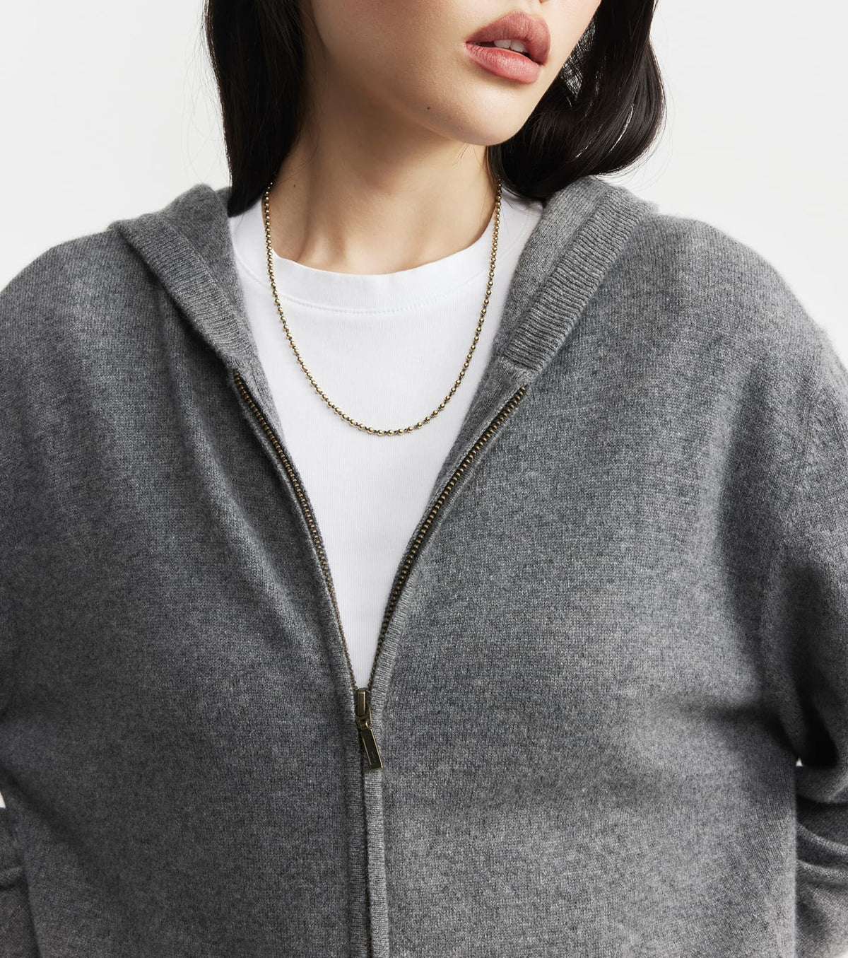 Cashmere Zip Hoodie - Graphite