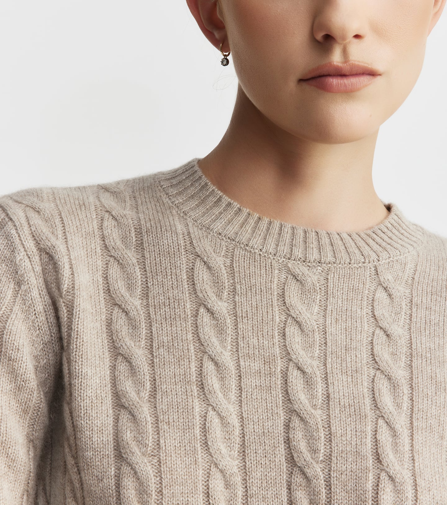 Cashmere Cable Crew Sweater - Birch