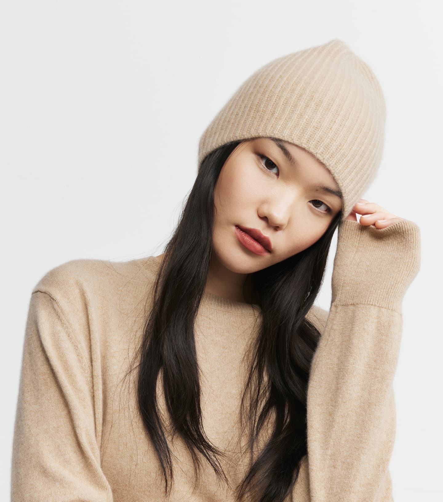 Baby Cashmere Beanie - Camel Melange