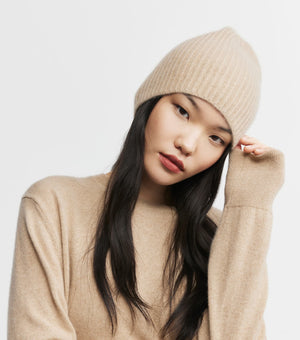 Baby Cashmere Beanie - Camel Melange