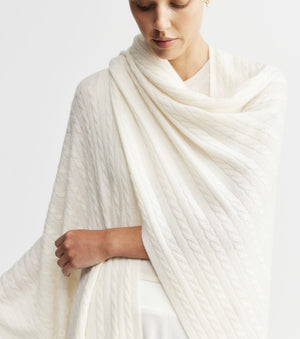 Cashmere Cable Cape - Cream