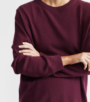 Cashmere Featherweight Oversize Crew - Burgundy