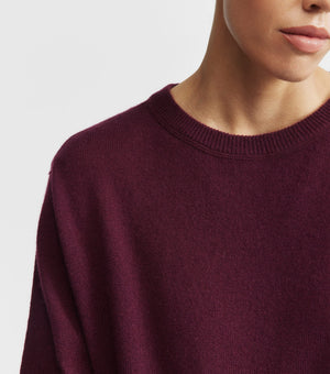 Cashmere Featherweight Oversize Crew - Burgundy