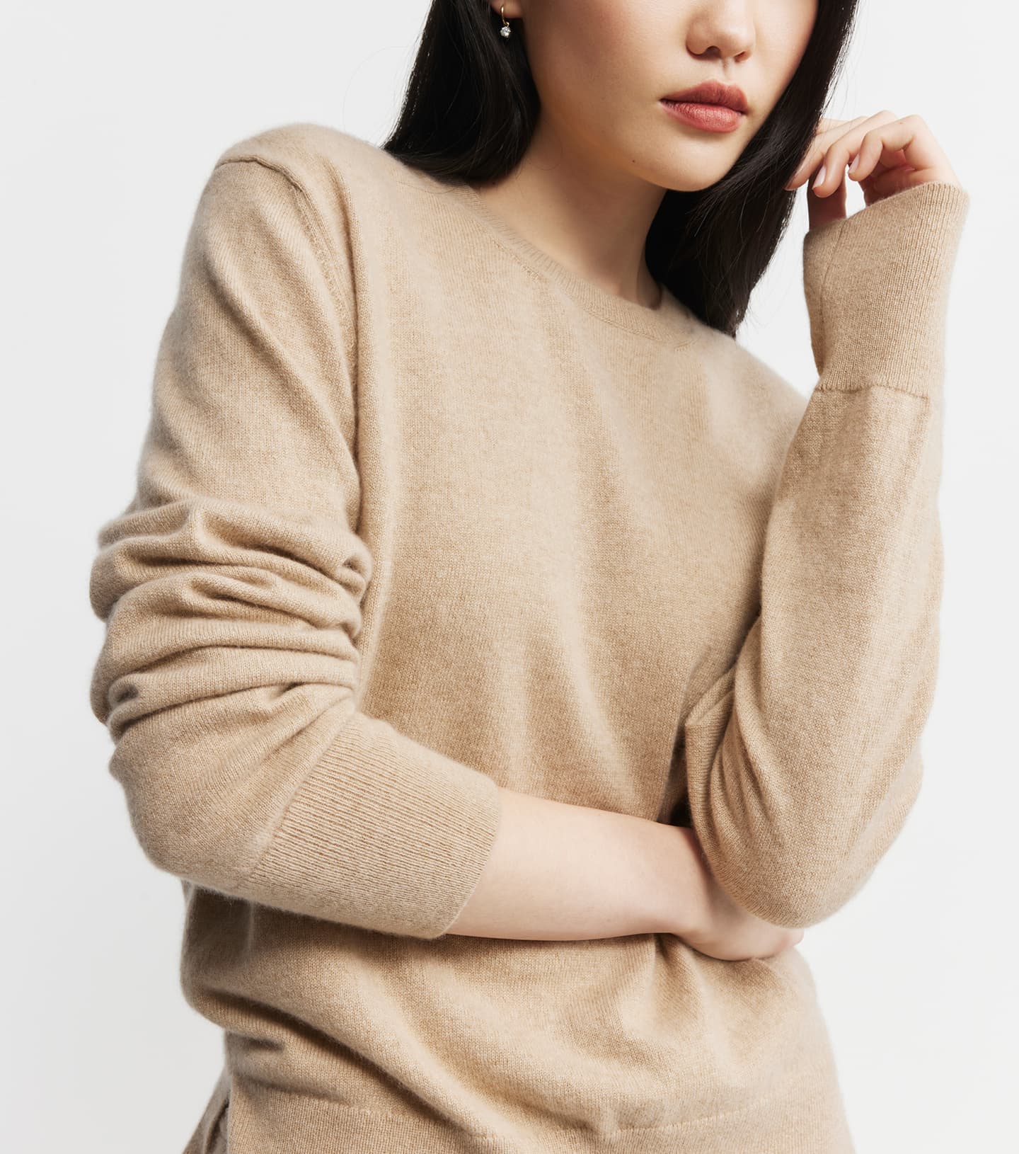 Baby Cashmere Crew Neck Sweater - Camel Melange