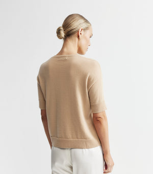 Essential Cashmere Crew Tee - Camel