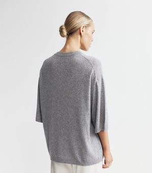 Cashmere Featherweight Oversize Tee - Dark Grey Melange