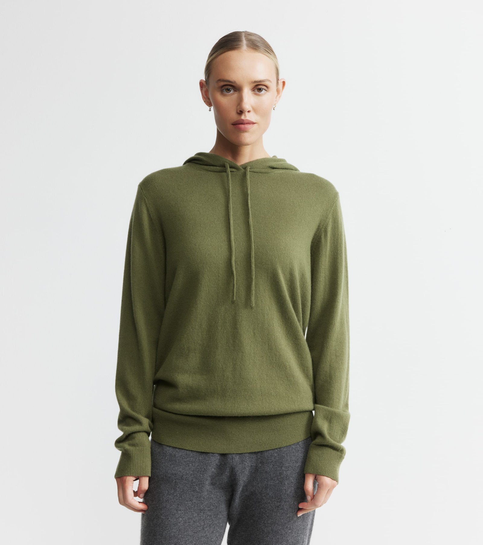 Unisex Cashmere Hoodie - Moss Green