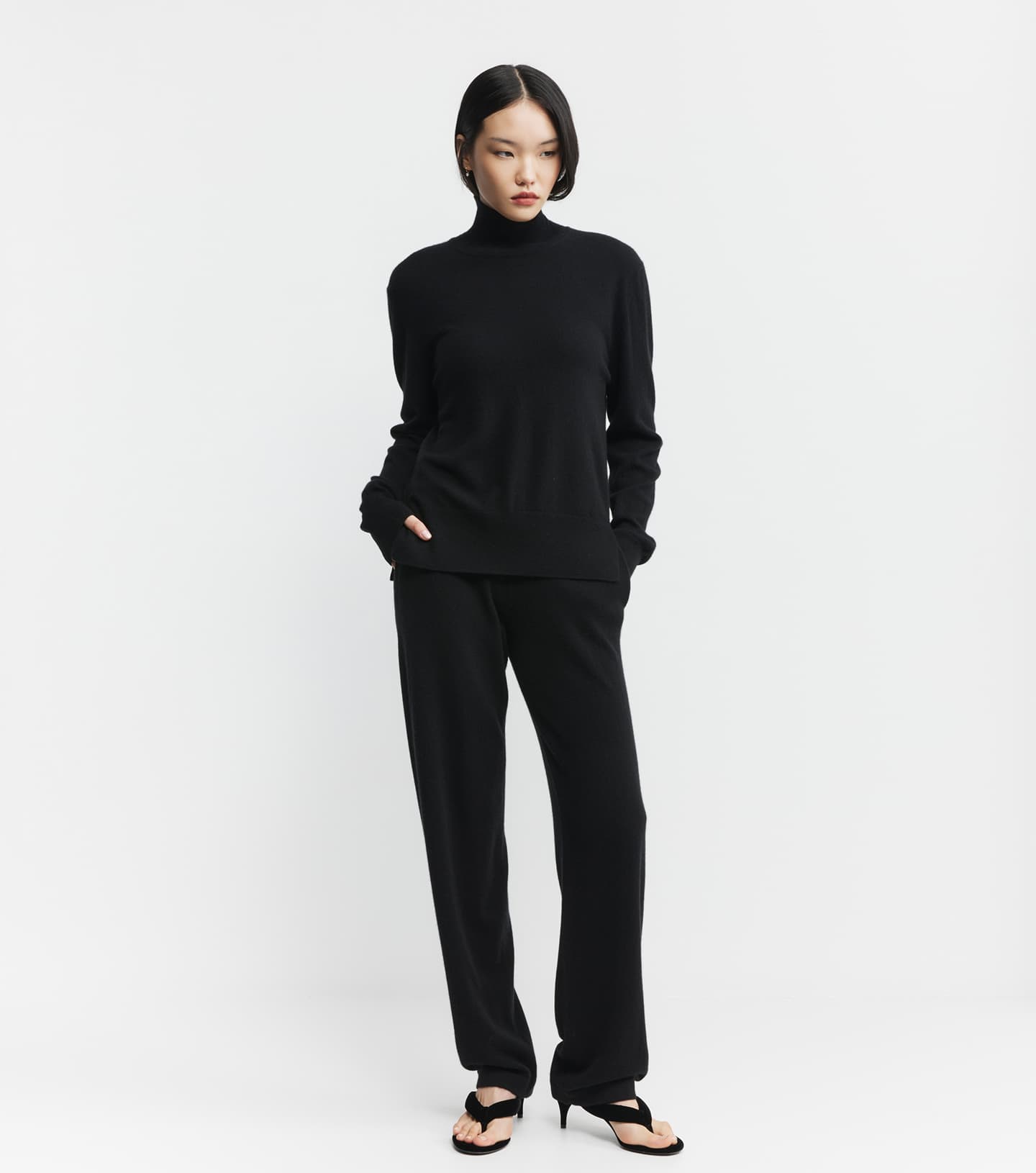 Baby Cashmere Mock Neck Sweater - Black