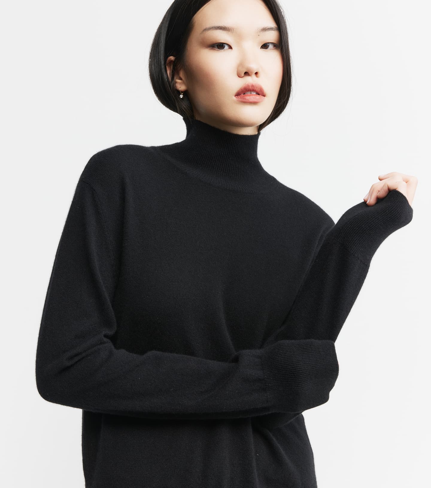 Baby Cashmere Mock Neck Sweater - Black