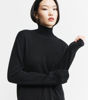 Baby Cashmere Mock Neck Sweater - Black