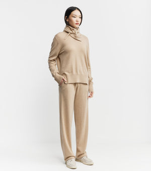 Baby Cashmere Mock Neck Sweater - Camel Melange