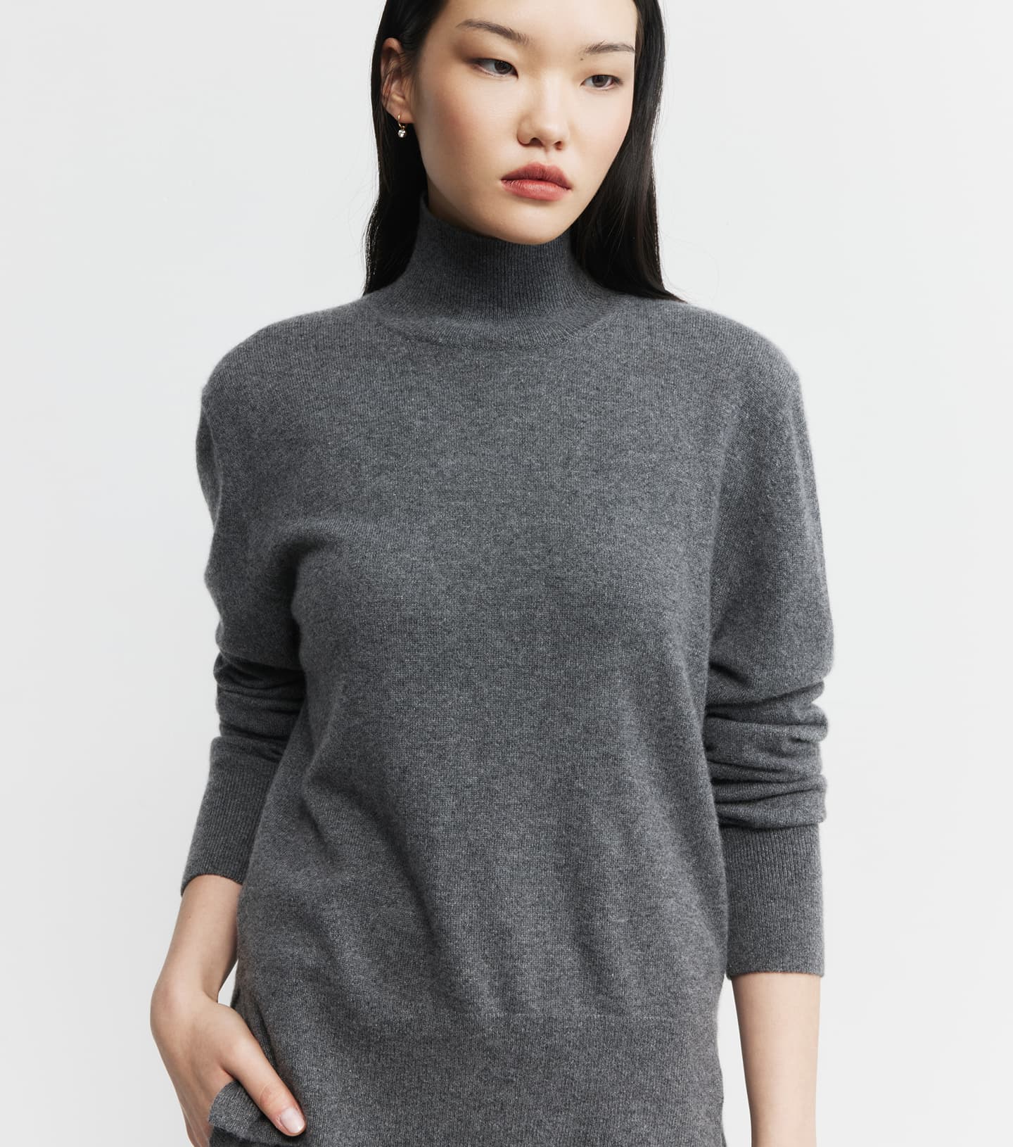Baby Cashmere Mock Neck Sweater - Graphite