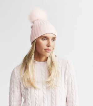 Cashmere Pom Pom Beanie - Powder Pink