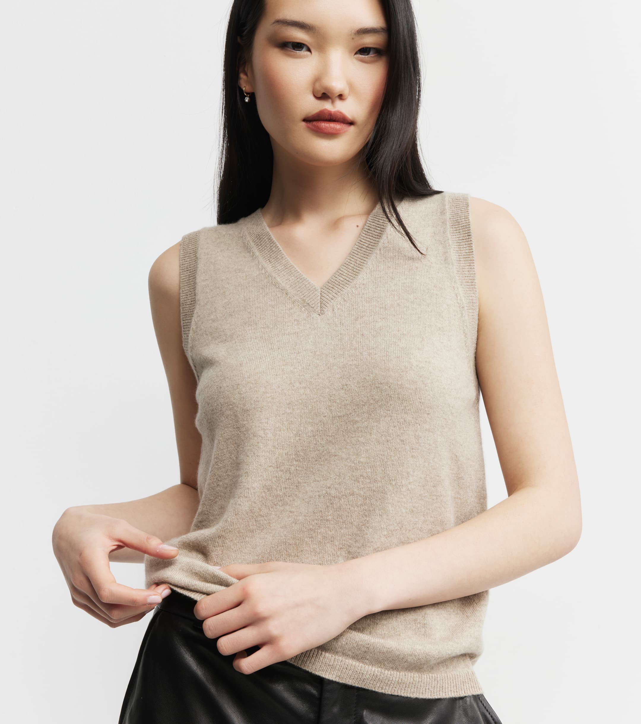 Cashmere V Tank - Birch