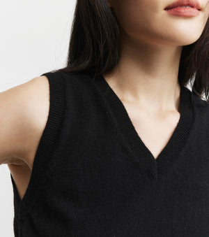 Cashmere V Tank - Black