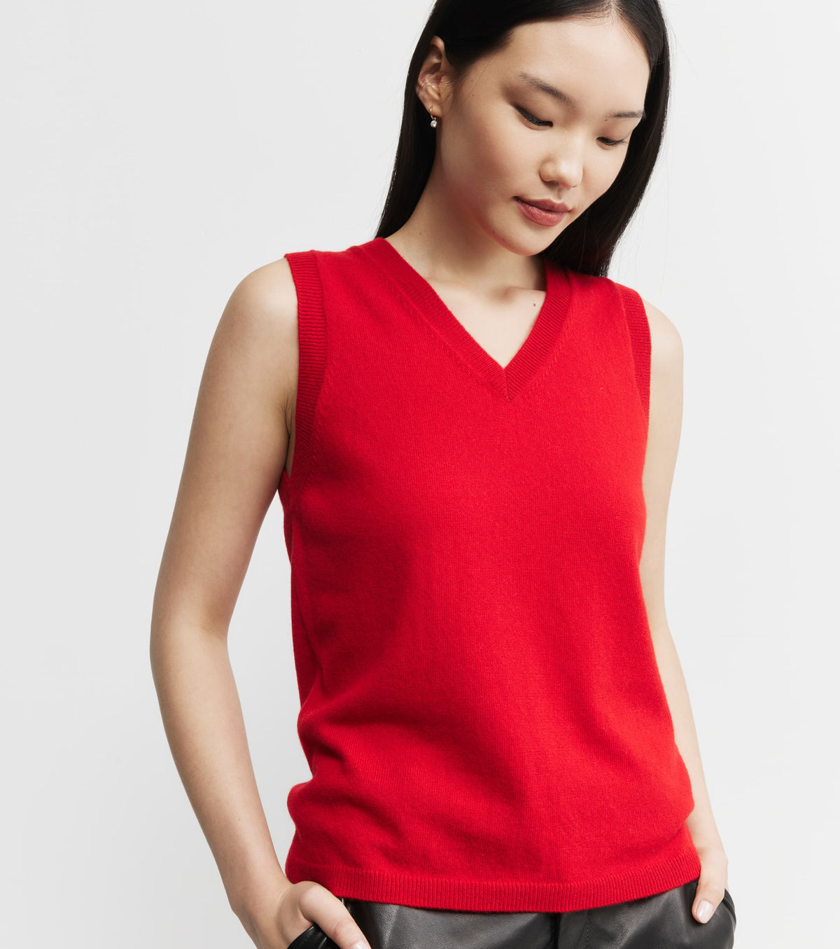 Cashmere V Tank - Red