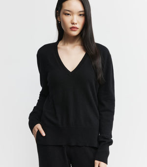 Baby Cashmere V-Neck Sweater - Black