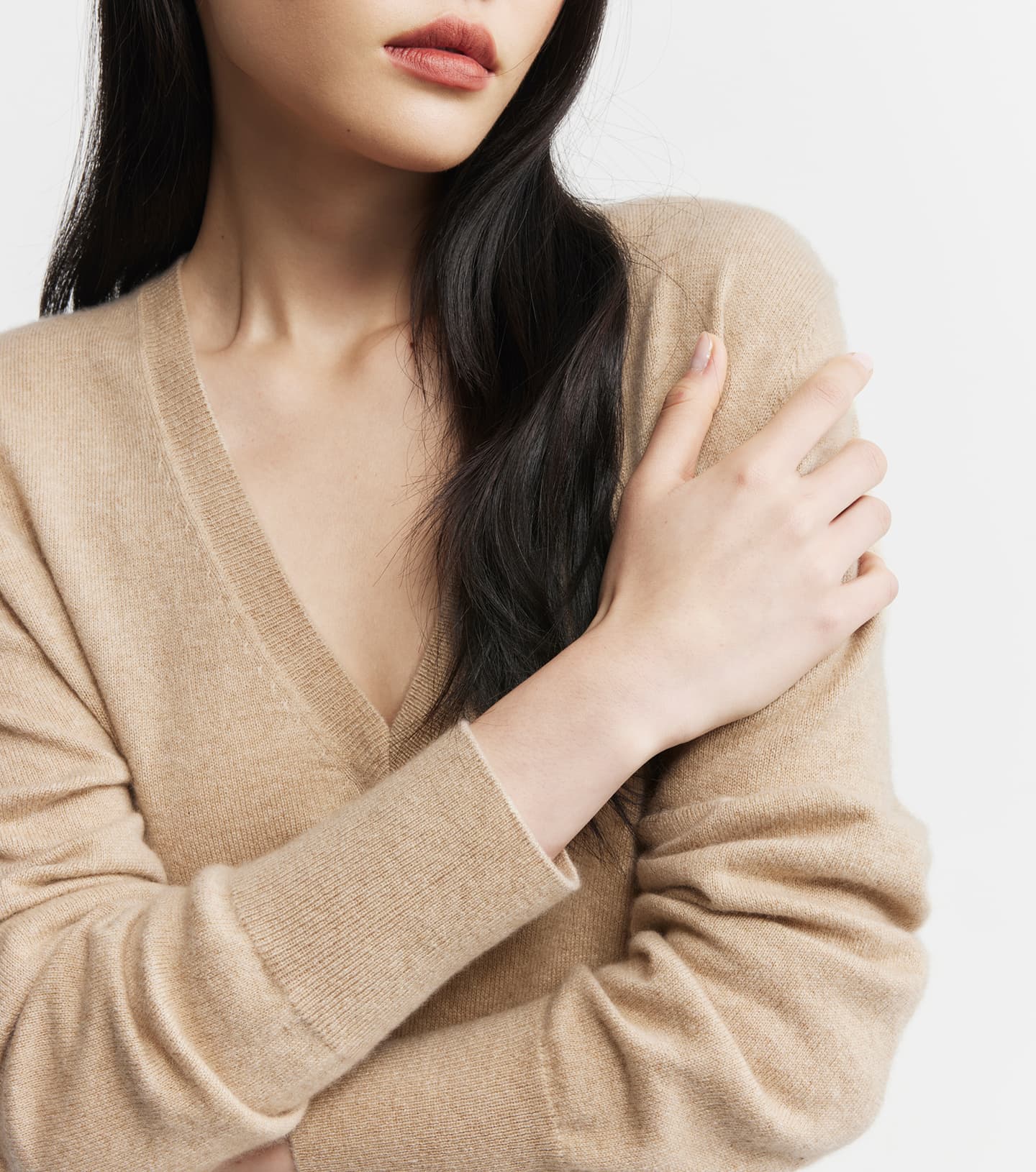 Baby Cashmere V-Neck Sweater - Camel Melange