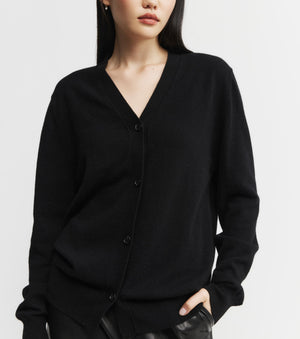 Essential Cashmere V Cardigan - Black