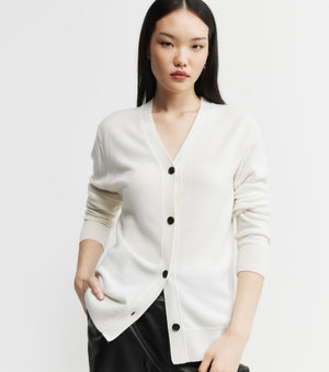 Essential Cashmere V Cardigan - White