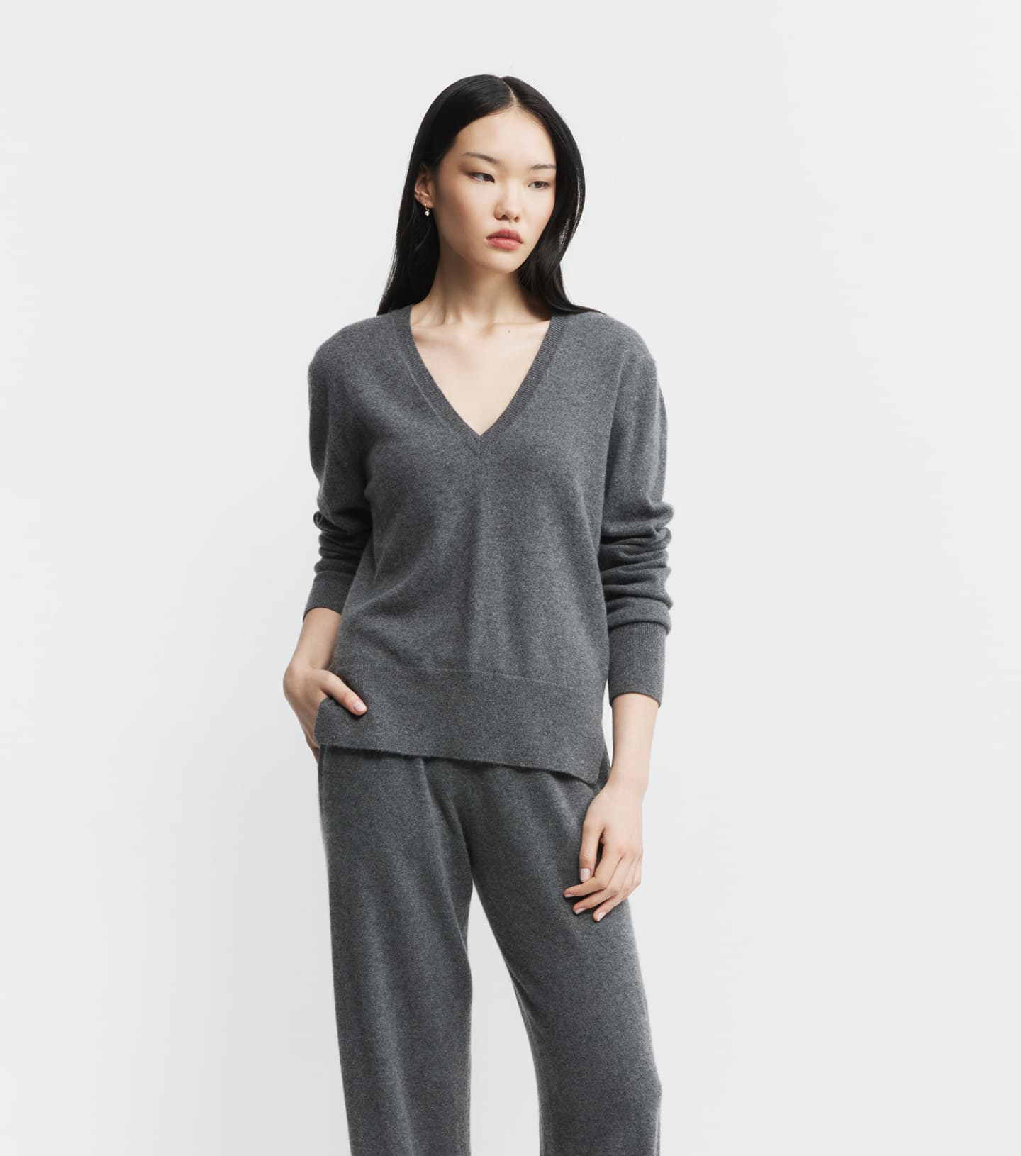 Baby Cashmere V-Neck Sweater - Graphite