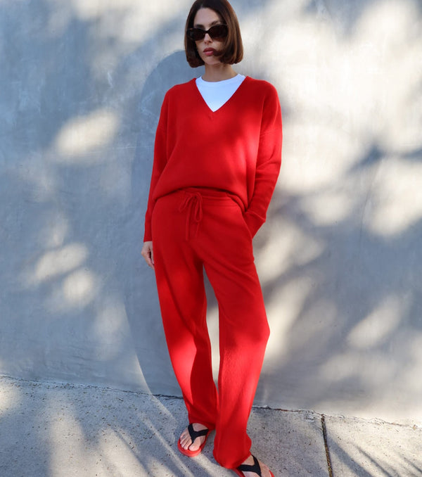 Cloud Cashmere Trouser - Red