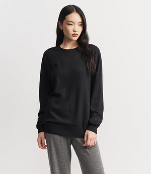 Signature Relaxed Cashmere Crew Neck - Black
