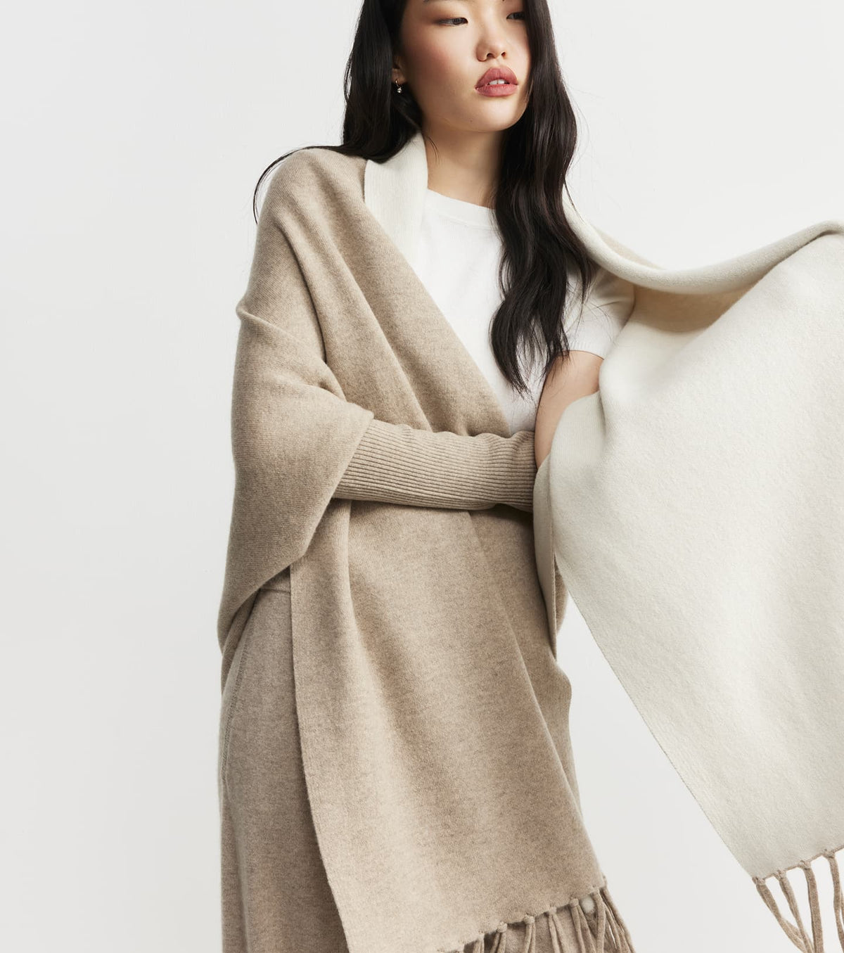 Cashmere Double Sided Jacket - Birch/Cream