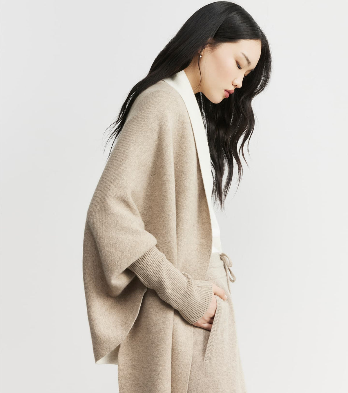 Cashmere Double Sided Jacket - Birch/Cream