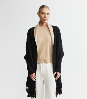 Cashmere Double Sided Jacket - Black/Camel