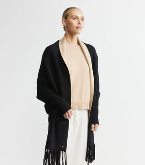 Cashmere Double Sided Jacket - Black/Camel