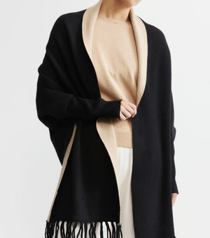 Cashmere Double Sided Jacket - Black/Camel